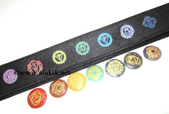 Picture of Engrave Chakra disc Set with Colourful Velvet purse