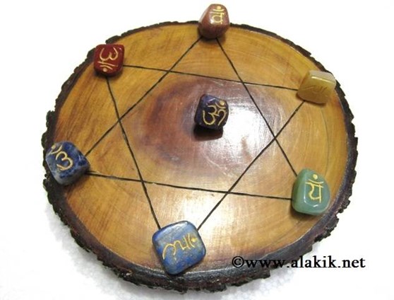 Picture of Engrave Pentagram Wooden Disc with Sanskrit Tumble Set