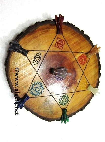 Picture of Engrave Chakra Wooden Disc with Chakra Angel Set