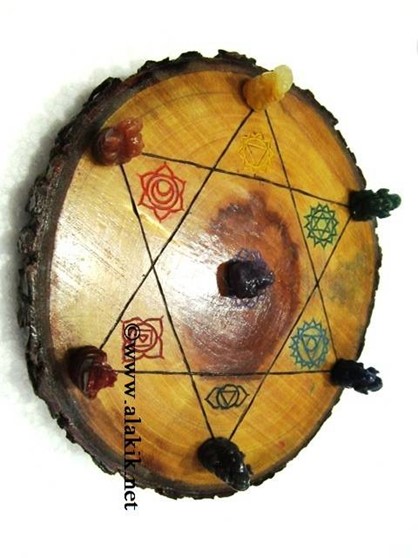 Picture of Engrave Chakra Wooden Disc with Chakra Ganesha Set