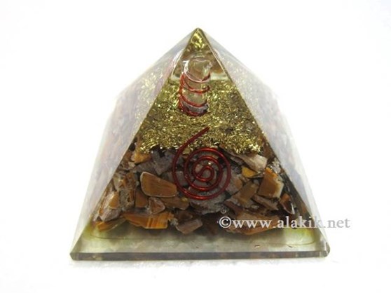 Picture of Tiger Eye Orgone Pyramid With Copper coil