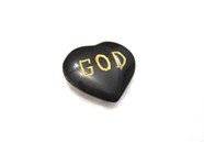 Picture of Black Jasper GOD Pocket Heart Stone