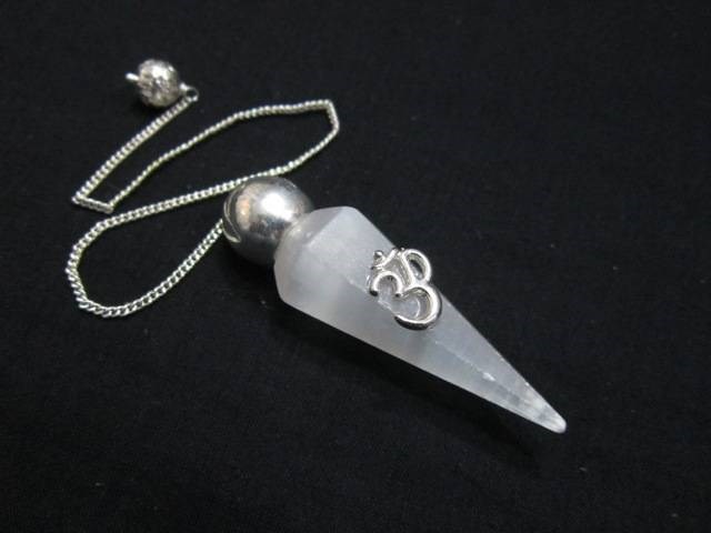 Picture of Silver Selenite Modular Pendulum with Om