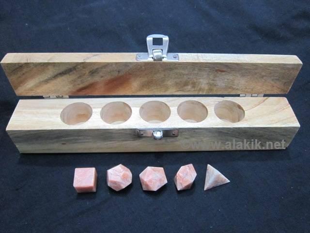 Picture of Orange Moonstone 5pcs Geometry set with wooden box