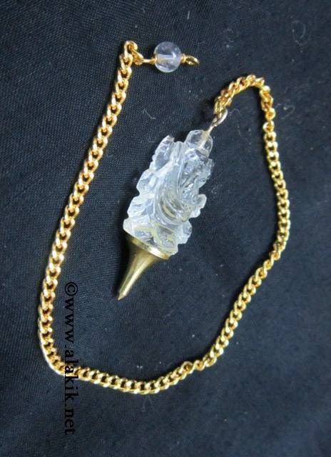 Picture of Crystal Quartz Ganesha Gold Pendulum with om