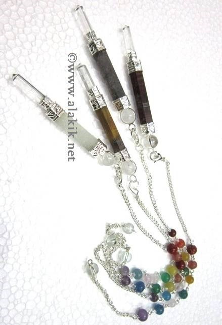 Picture of Mix 3pc Wand Pendulum with Chakra chains