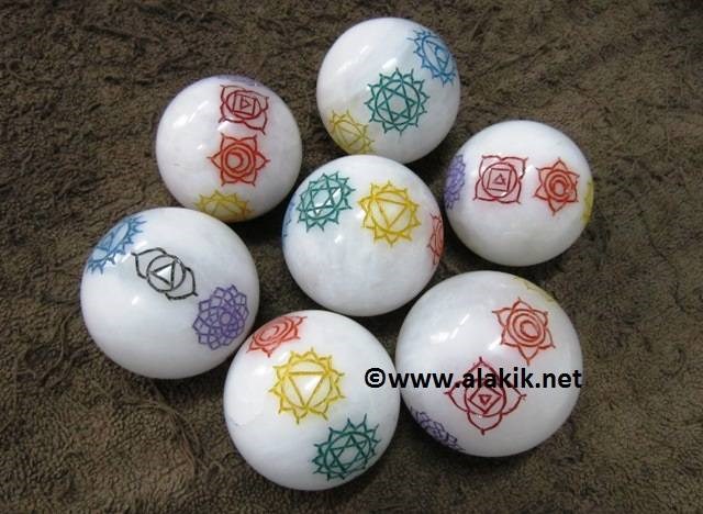 Picture of Snow Quartz Chakra Colourful Engrave Ball