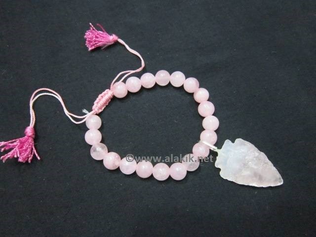 Picture of Rose Quartz D-String Bracelet with Rose  Arrowhead