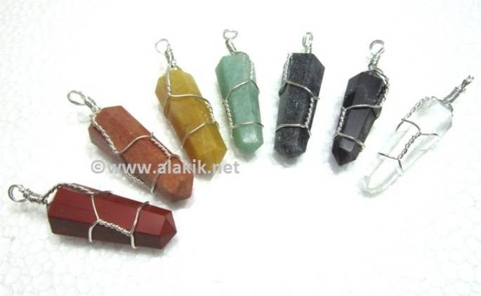 Picture of Chakra Silver Wire Wrapped D point pendant set