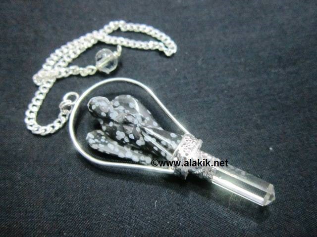 Picture of Snowflake Obsidian Basket Angel Pendulum