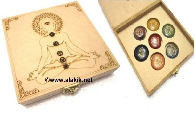 Picture of Chakra Buddha Itched Box with Engrave Chakra Disc set