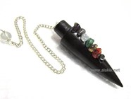 Picture of Rose wood long Cone pendulum with chakra chips