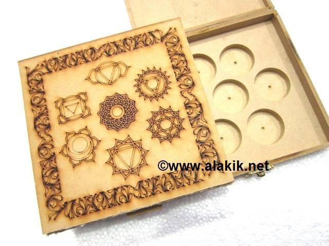 Picture of Chakra Etched 7 Hole Wooden Box