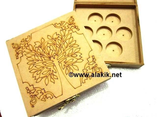 Picture of Chakra Tree Etched 7 Hole Wooden Box