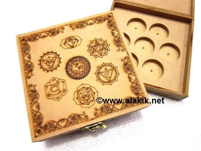 Picture of Chakra Mandala Etched 7 Hole Wooden Box