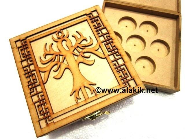 Picture of Chakra Tree of Life Embossed 7 Hole Wooden Box