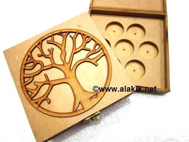 Picture of Flower of Life Embossed 7 Hole Wooden Box