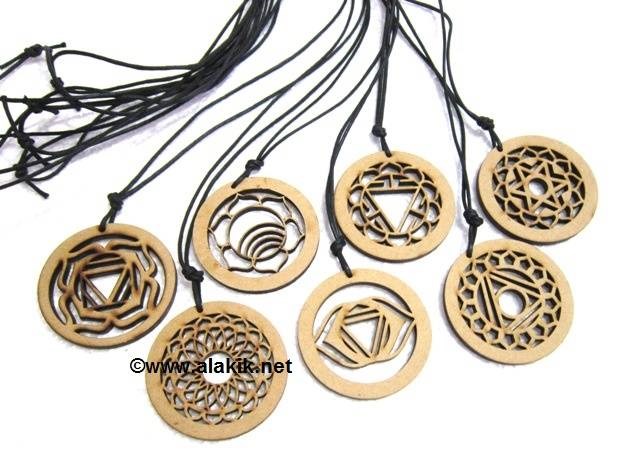 Picture of Celtic wooden Chakra Pendant Set with cords