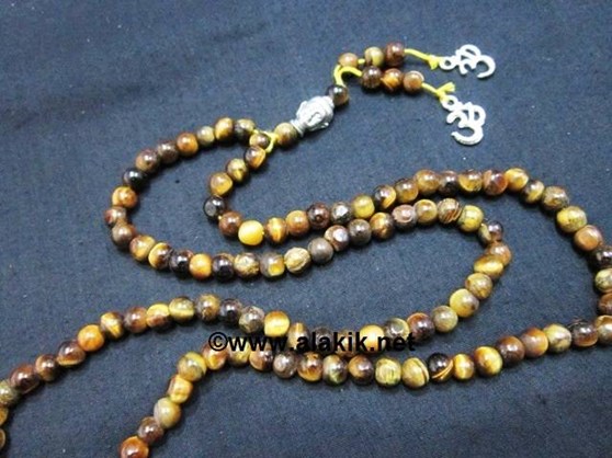 Picture of Tiger Eye Buddha Jap mala with OM