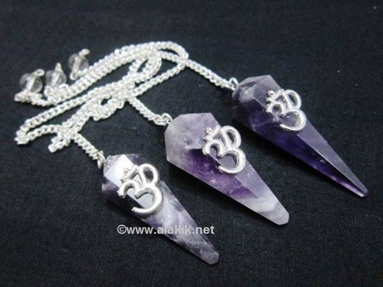 Picture of Amethyst 6 Facet Pendulum with OM