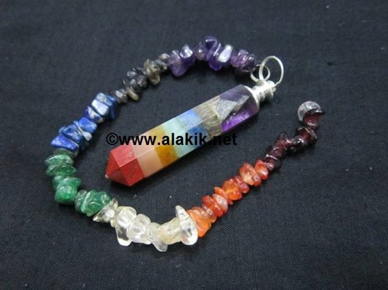 Picture of Bonded Chakra Pencil Pendulum with chakra chips chain