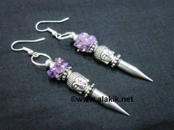 Picture of Amethyst Buddha bullet Point Earring