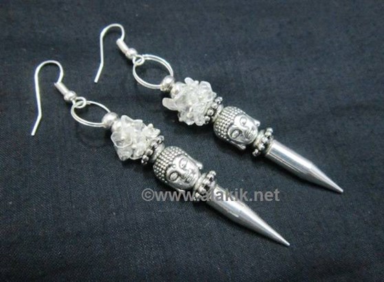 Picture of Crystal Quartz Buddha bullet Point Earring