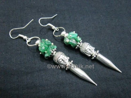 Picture of Green Jade Buddha bullet Point Earring