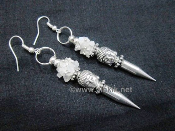 Picture of Rainbow Moonstone Buddha bullet Point Earring
