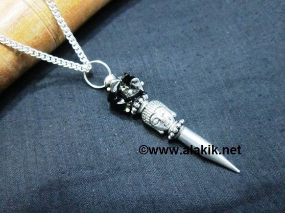 Picture of Black Tourmaline Buddha bullet Point Necklace