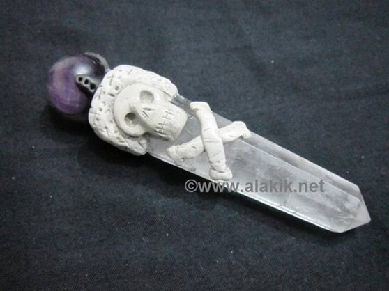 Picture of Crystal Massage Tibetan Skull Wand with Amethst ball