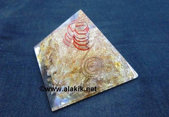 Picture of Citrine Orgone Pyramid with Copper coil