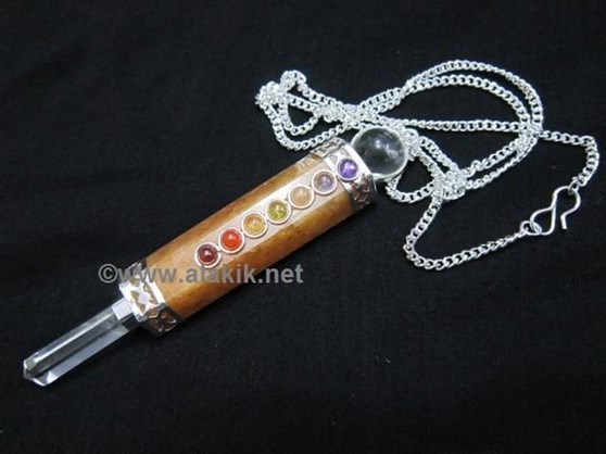 Picture of Golden Quartz Chakra Wands pendulum necklace