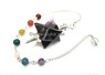 Picture of Purple Flourite Merkaba Metal Mounted Pendulum with Chakra Chain, Picture 1