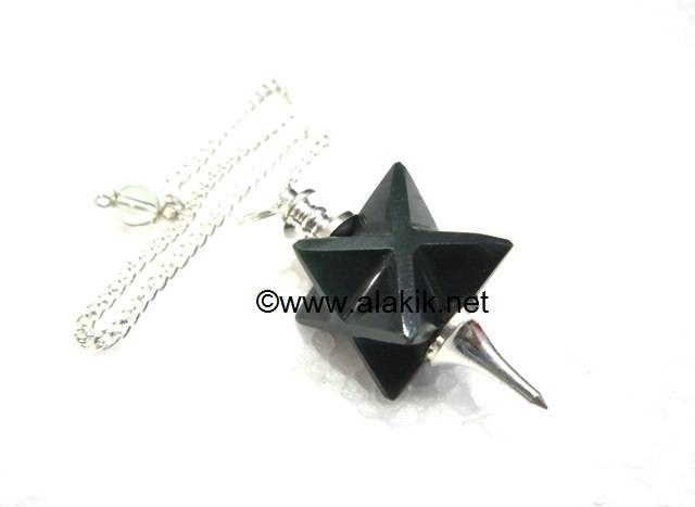 Picture of Black Obsidian Merkaba Metal Mounted Pendulum