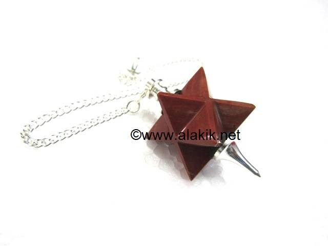 Picture of Red Jasper Merkaba Metal Mounted Pendulum