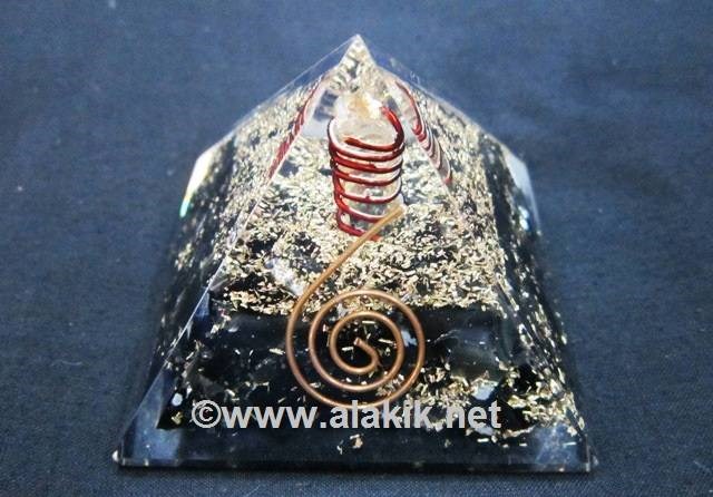 Picture of Black Obsidian Orgone Pyramid With Copper Coil