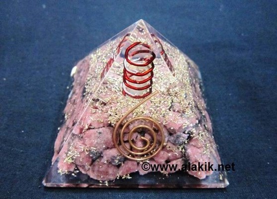 Picture of Rhodonite Orgone Pyramid With Copper Coil
