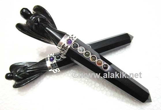 Picture of Black Obsidian Chakra Angel Wands