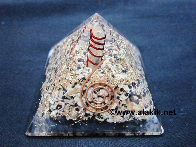 Picture of Dalmation Jasper Orgone Pyramid Copper Coil