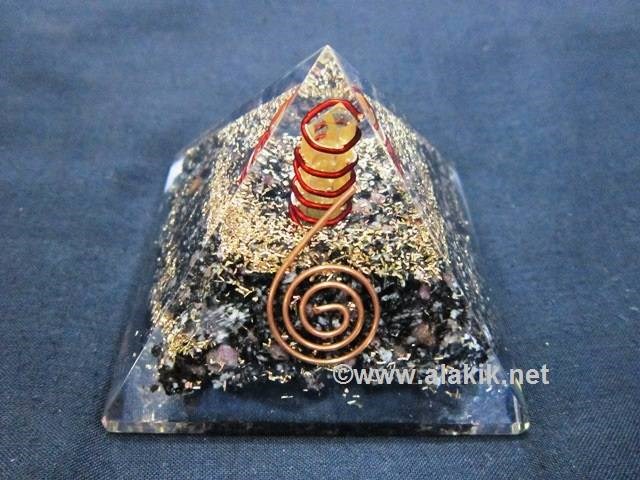 Picture of Garnet Matrix Orgone Pyramid with Copper Coil