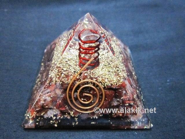 Picture of Red Tiger Eye Orgone Pyramid Copper Coil