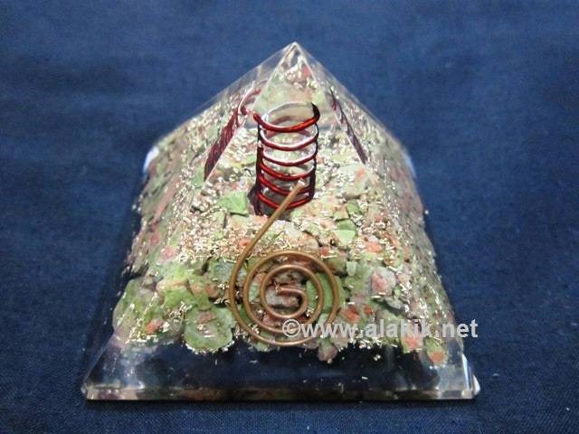 Picture of Unakite Orgone Pyramid Copper Coil