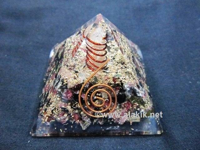 Picture of Multi Tourmaline Orgone Pyramid with Copper Coil