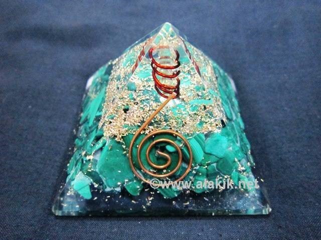 Picture of Malakite Orgone Pyramid with Copper Coil