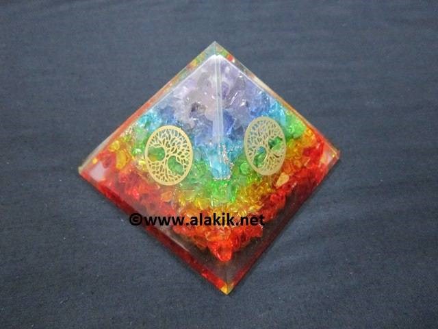 Picture of Dyed Chakra Orgone Layer with 4 side Flower of life charm