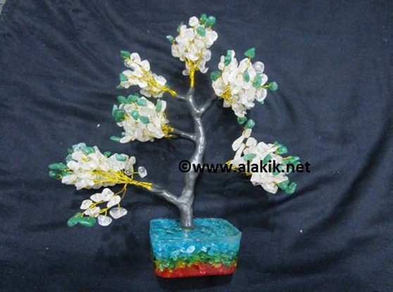 Picture of Crystal Quartz Green Jade 500 Beads Tree With Orgone Base
