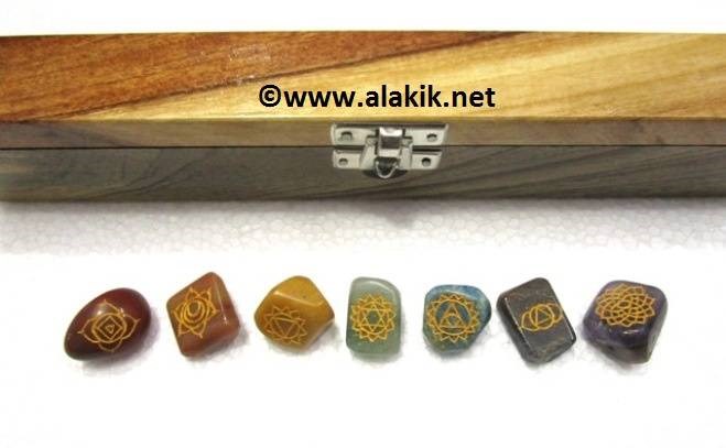 Picture of Engrave Chakra Tumble Set with Wooden Box