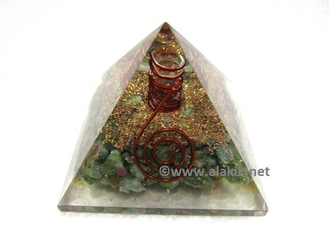 Picture of Ruby Fuscite Orgone Pyramid with Copper Coil