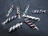 Picture of Purple Flourite Wire Wrapped Pencil Pendants